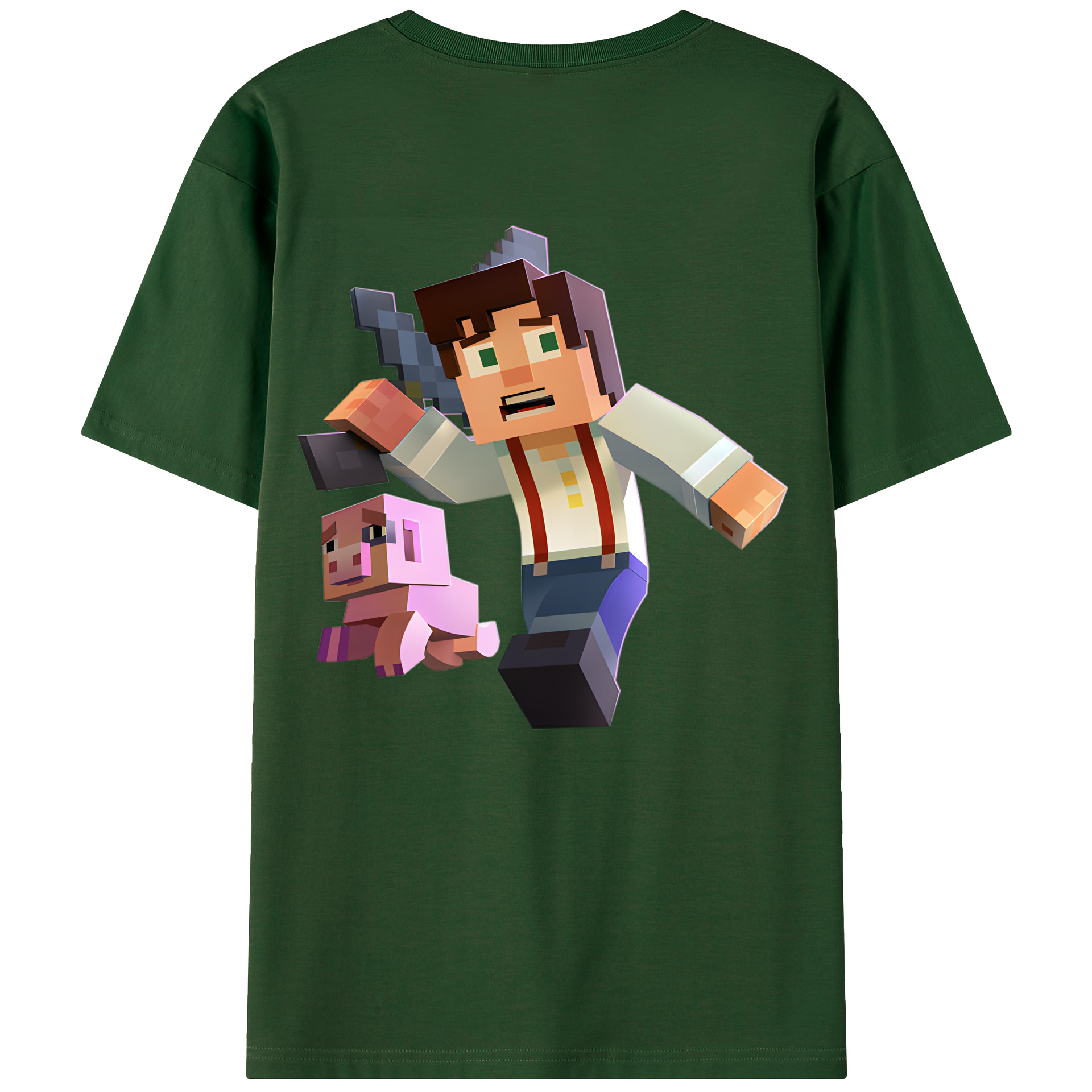 （画像用） マインクラフト ブロックの世界 Minecraft MC Block world 綿100％半袖Tシャツ（背面プリント）